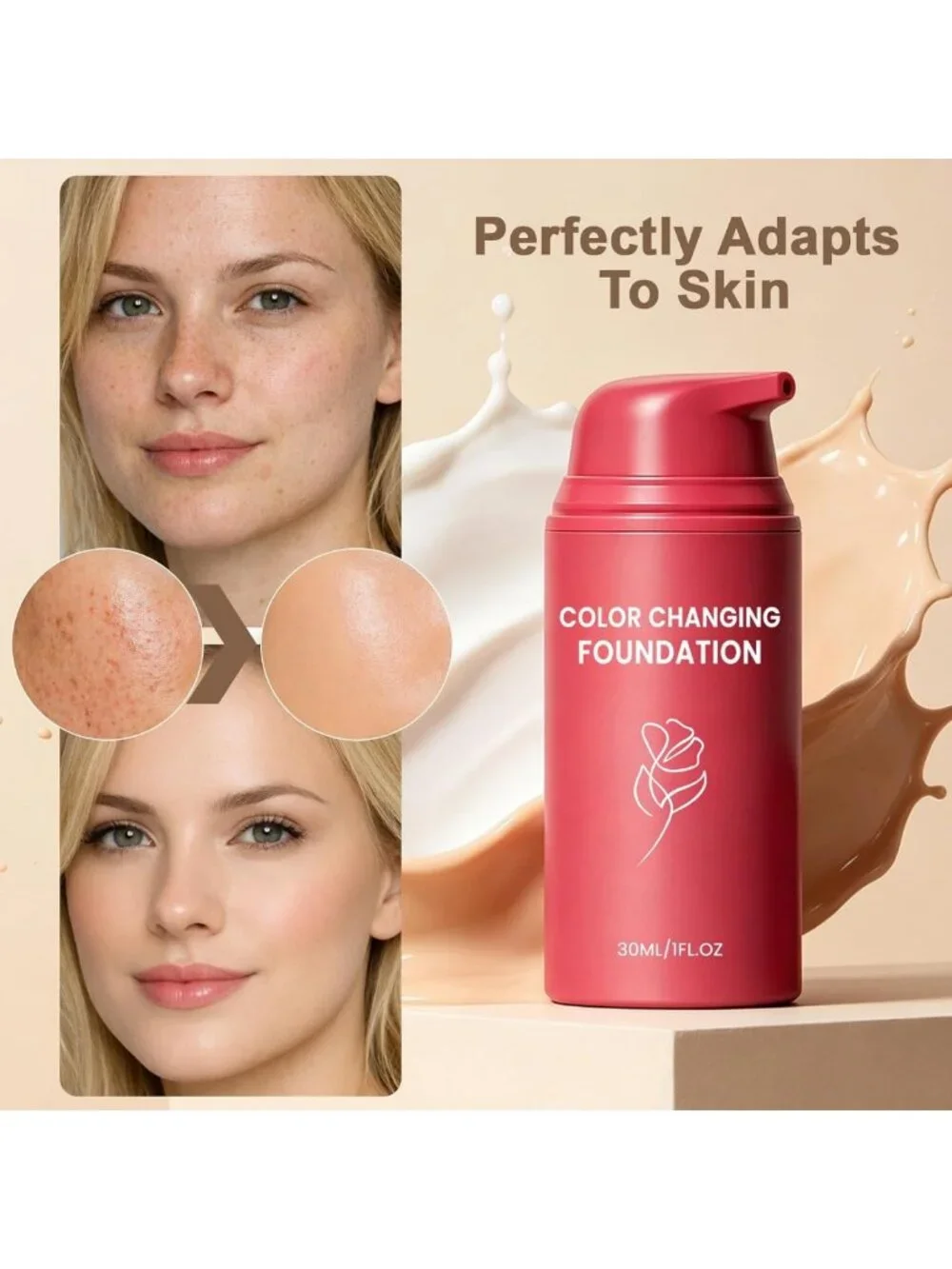 Color Changing Liquid Foundation - Skin Tone Adapting Makeup for Women